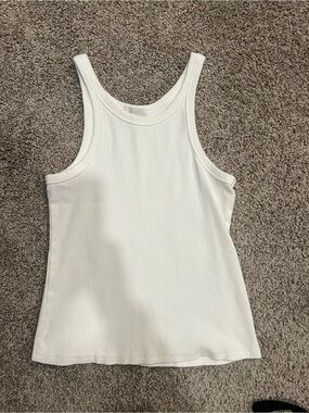 nuuds White Ribbed Scoop Neck Tank